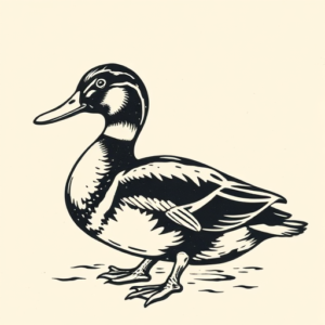 Woodcut Duck Tattoo