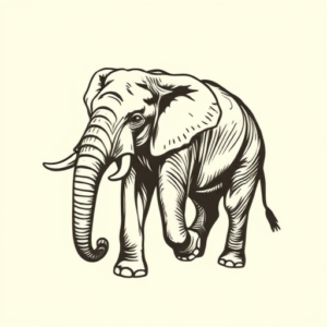 Woodcut Elephant Tattoo