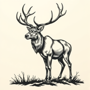 Woodcut Elk Tattoo