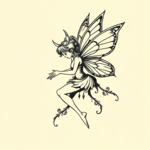 Woodcut Fairy Tattoo