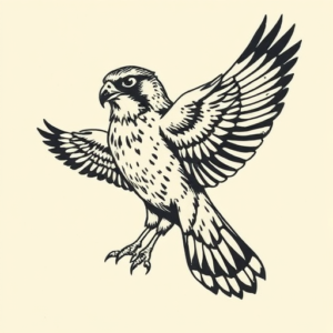 Woodcut Falcon Tattoo