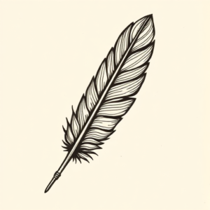 Woodcut Feather Tattoo