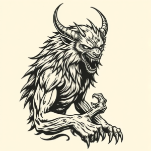 Woodcut Fenrir Tattoo