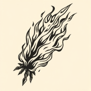 Woodcut Fire Tattoo