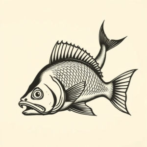 Woodcut Fish Tattoo