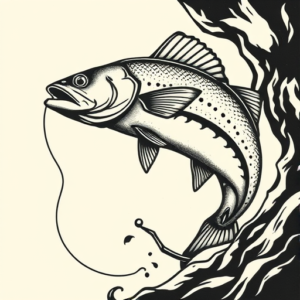 Woodcut Fishing Tattoo