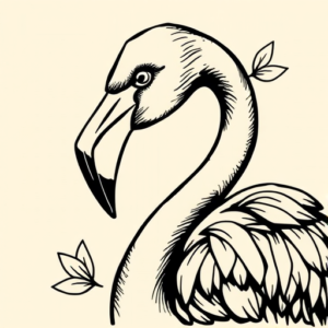 Woodcut Flamingo Tattoo