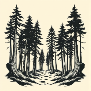 Woodcut Forest Tattoo