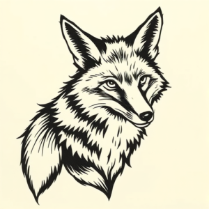 Woodcut Fox Tattoo