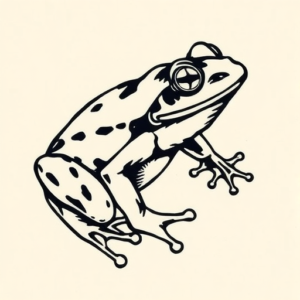 Woodcut Frog Tattoo