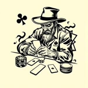 Woodcut Gambling Tattoo