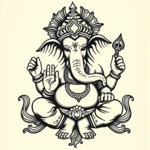 Woodcut Ganesha Tattoo