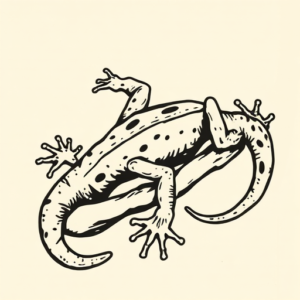 Woodcut Gecko Tattoo