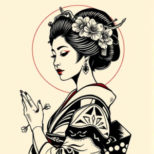 Woodcut Geisha Tattoo