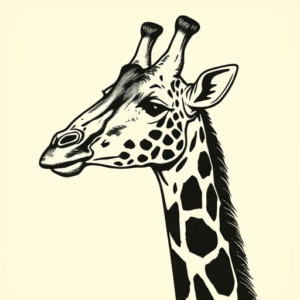 Woodcut Giraffe Tattoo