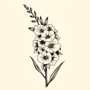 Woodcut Gladiolus Tattoo