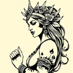 Woodcut Goddess Tattoo