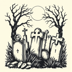 Woodcut Graveyard Tattoo