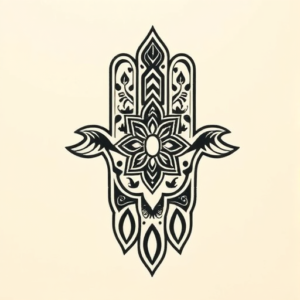 Woodcut Hamsa Tattoo