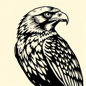 Woodcut Hawk Tattoo