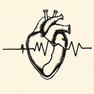Woodcut Heartbeat Tattoo