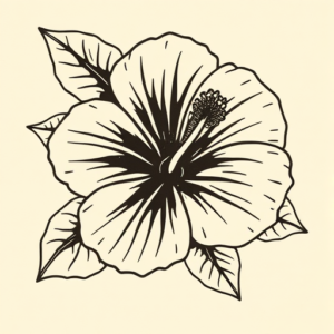 Woodcut Hibiscus Tattoo