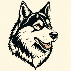 Woodcut Husky Tattoo