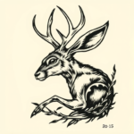 Woodcut Jackalope Tattoo