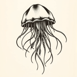 Woodcut Jellyfish Tattoo