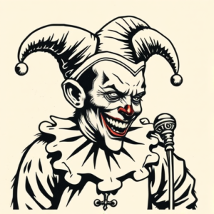 Woodcut Jester Tattoo