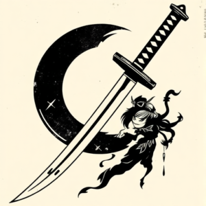 Woodcut Katana Tattoo