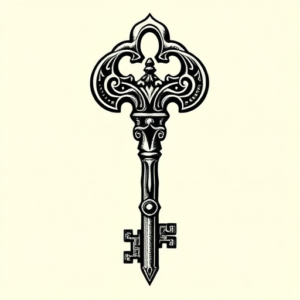 Woodcut Key Tattoo