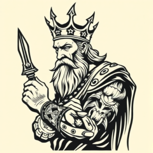 Woodcut King Tattoo