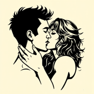 Woodcut Kiss Tattoo