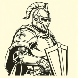 Woodcut Knight Tattoo