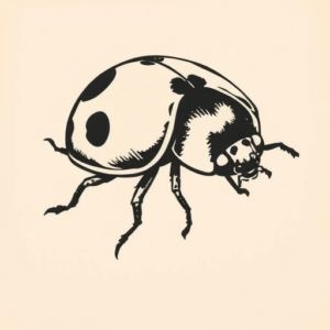 Woodcut Ladybug Tattoo