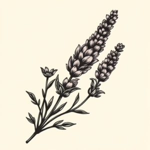 Woodcut Lavender Tattoo