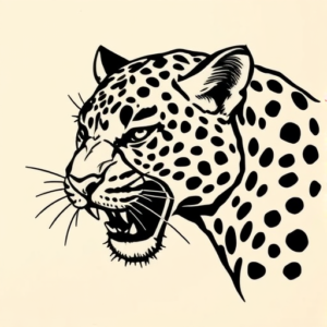 Woodcut Leopard Tattoo
