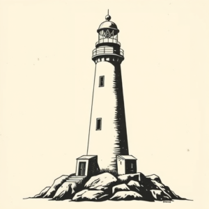 Woodcut Lighthouse Tattoo