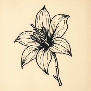 Woodcut Lily Tattoo