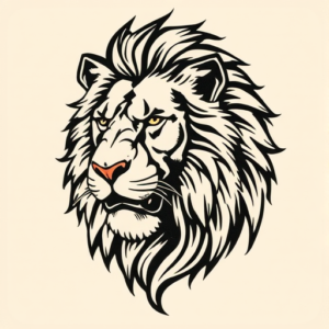 Woodcut Lion Tattoo
