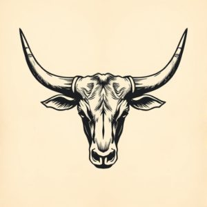 Woodcut Longhorn Tattoo