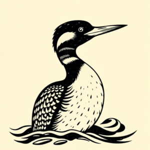 Woodcut Loon Tattoo