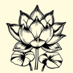 Woodcut Lotus Tattoo