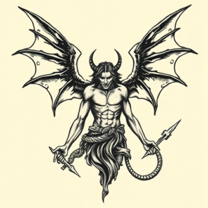 Woodcut Lucifer Tattoo