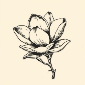 Woodcut Magnolia Tattoo