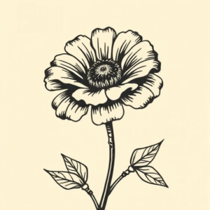 Woodcut Marigold Tattoo