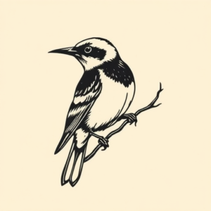 Woodcut Mockingbird Tattoo