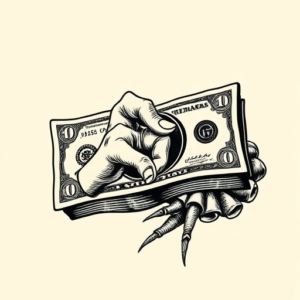 Woodcut Money Tattoo