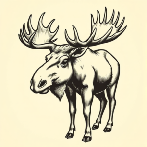 Woodcut Moose Tattoo